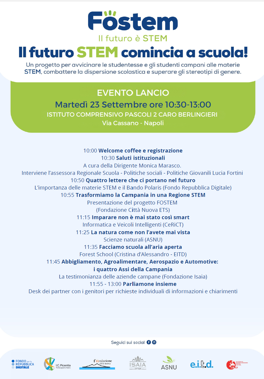 Il futuro STEM comincia a Scuola evento lancio 27 settembre ore 10:30